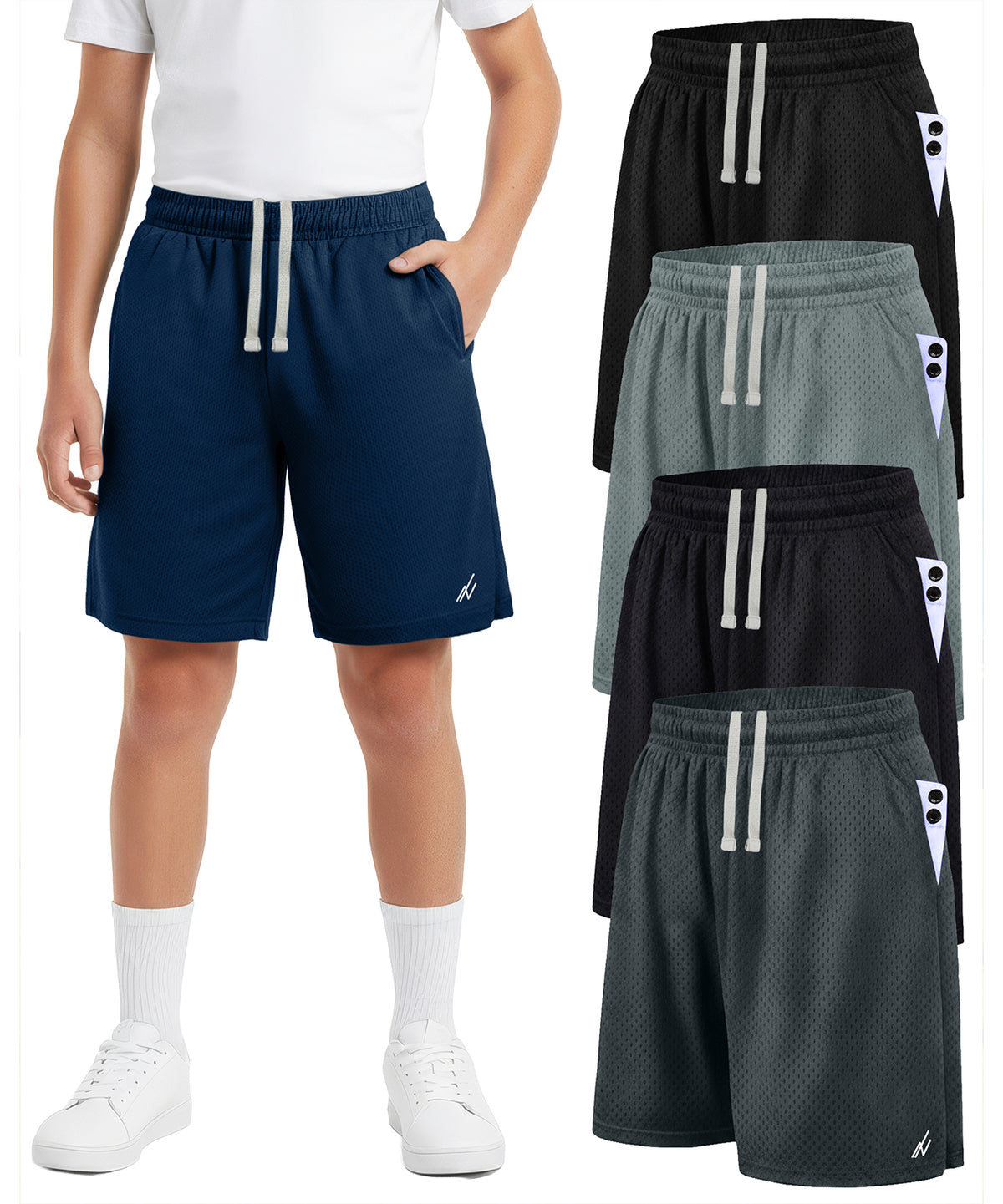 Athletic Threads NY Threads 5 Pack Boys Athletic Shorts Quick Dry Lightweight Basketball ...