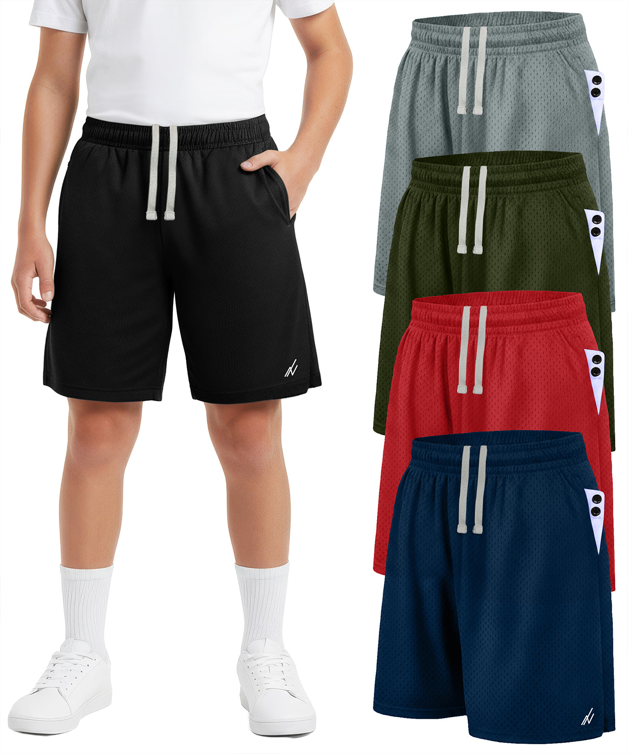 Black-Medium Grey-Army Green-Red-Navy