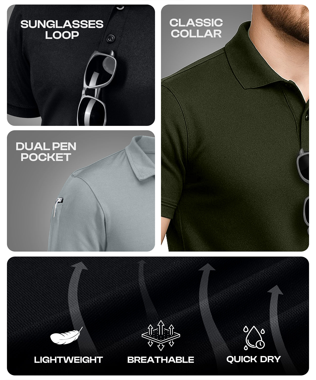 Black-Light Grey-Army Green