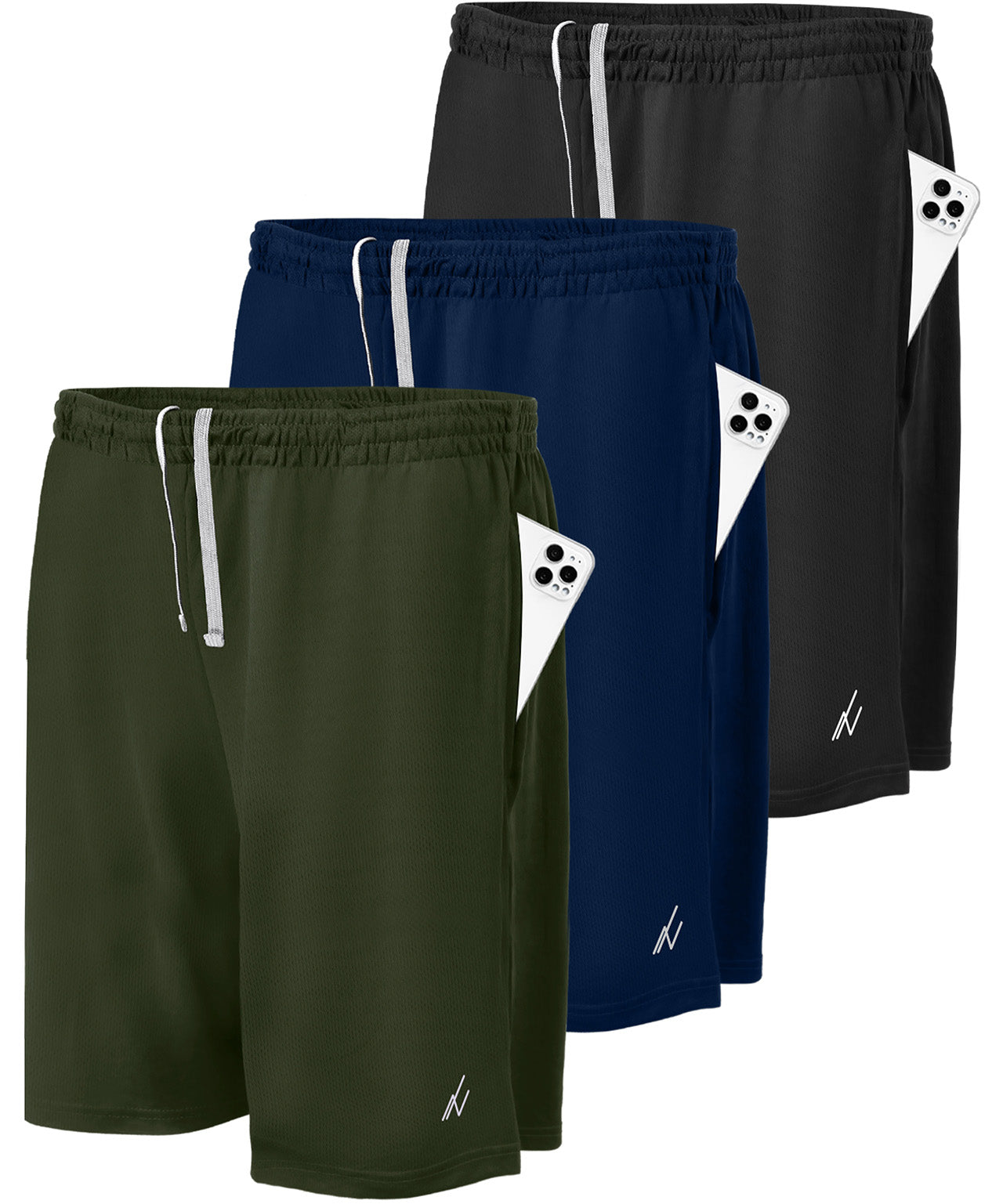 Black-Navy-Army Green-Pack of 3