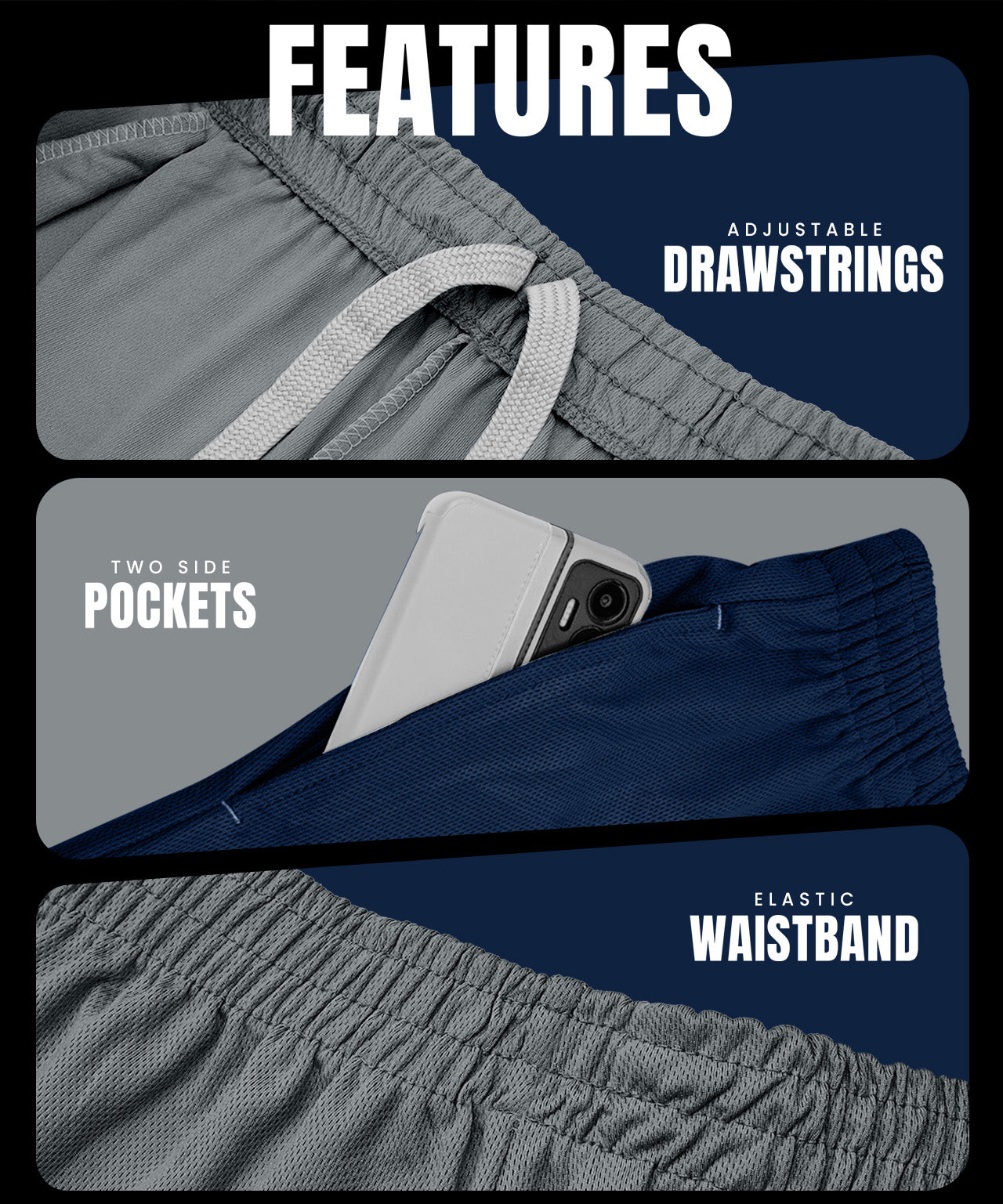 Medium Grey-Navy-Pack of 2