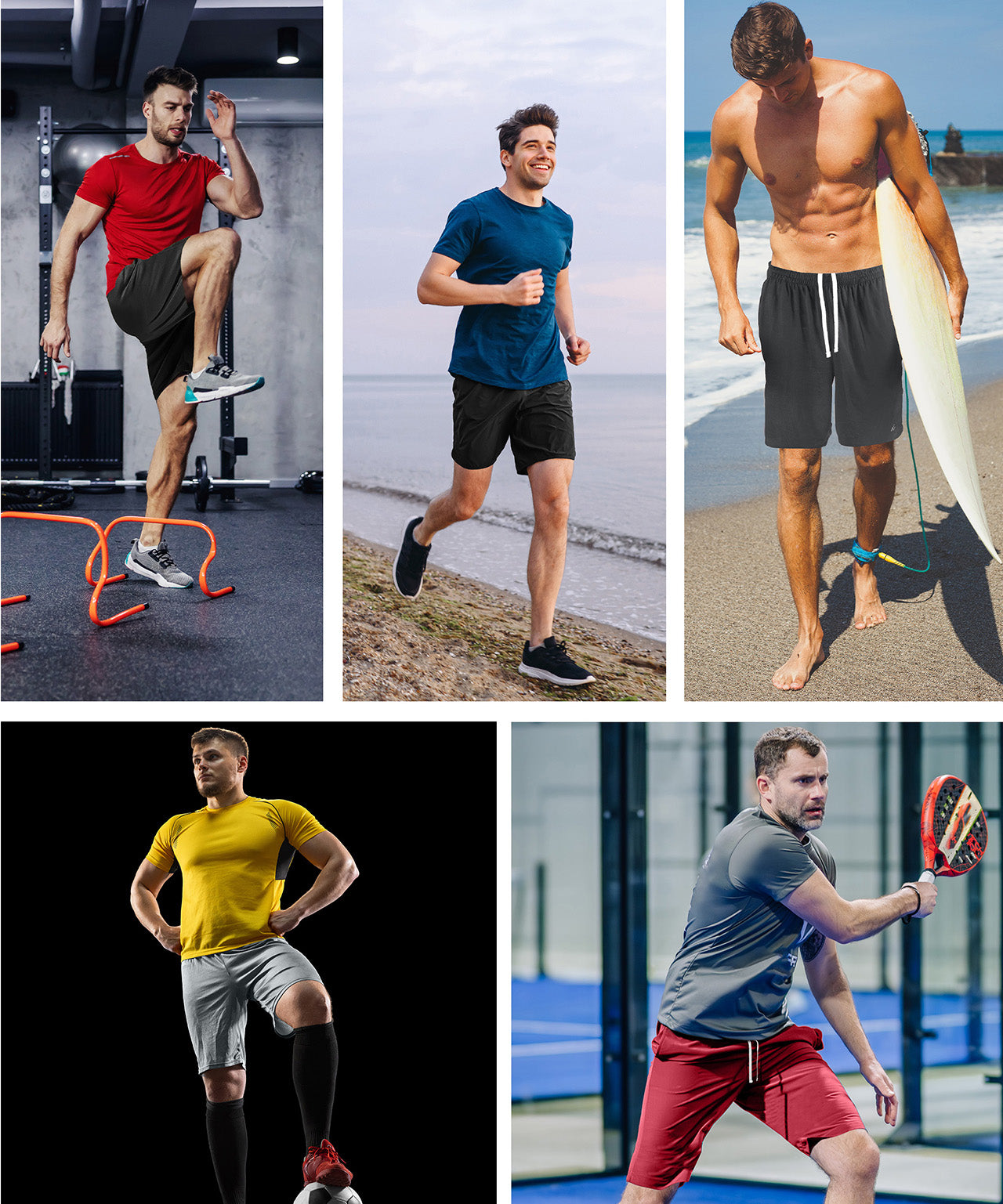Black-Black-Medium Grey-Dark Grey-Red-pack of 5