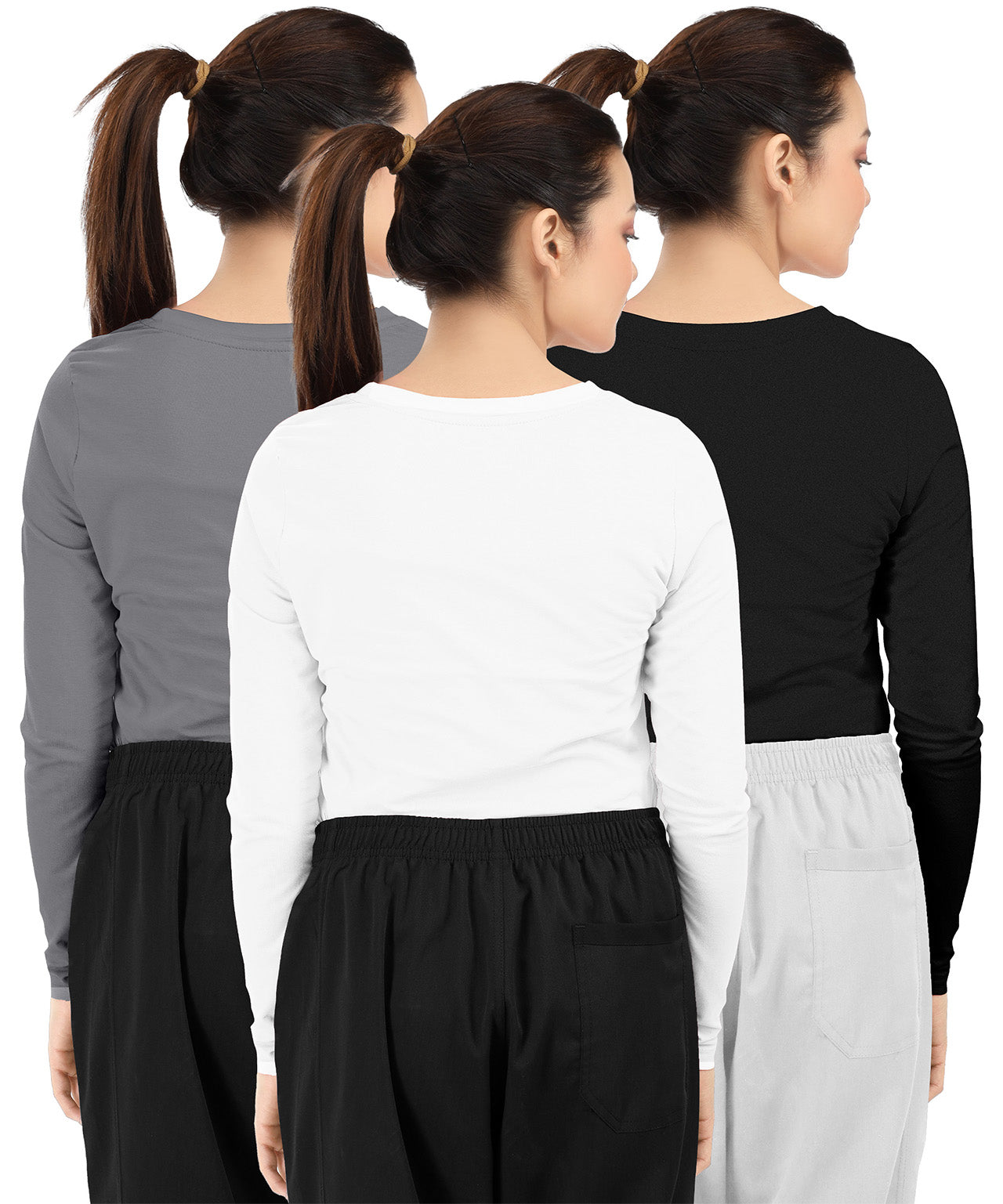 Black-Light Grey-White-Pack of 3