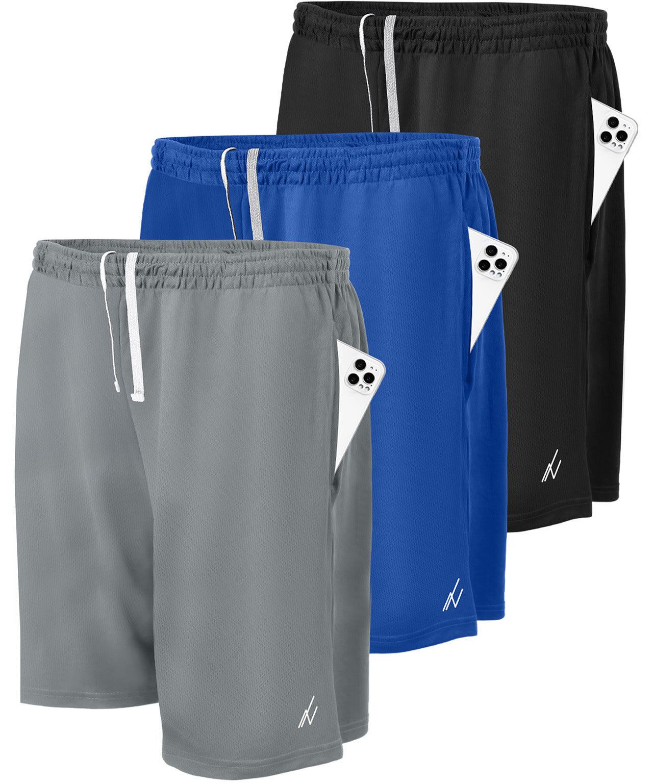 Black-Medium Grey-Royal Blue-Pack of 3