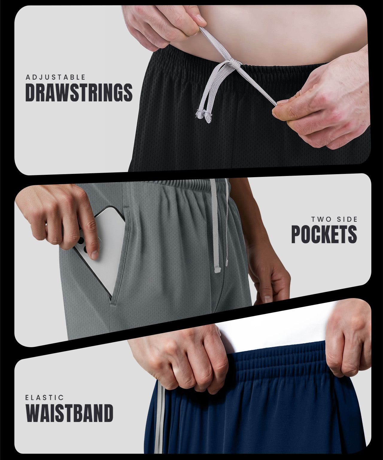Black-Navy-Medium Grey-Pack of 3