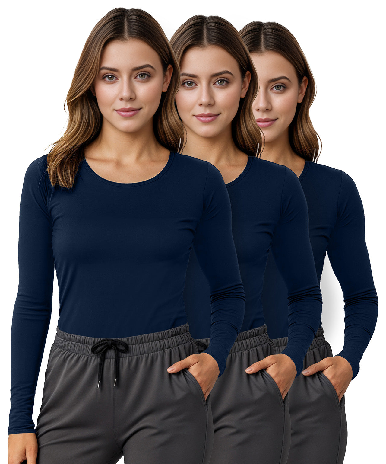 Navy-Pack of 3