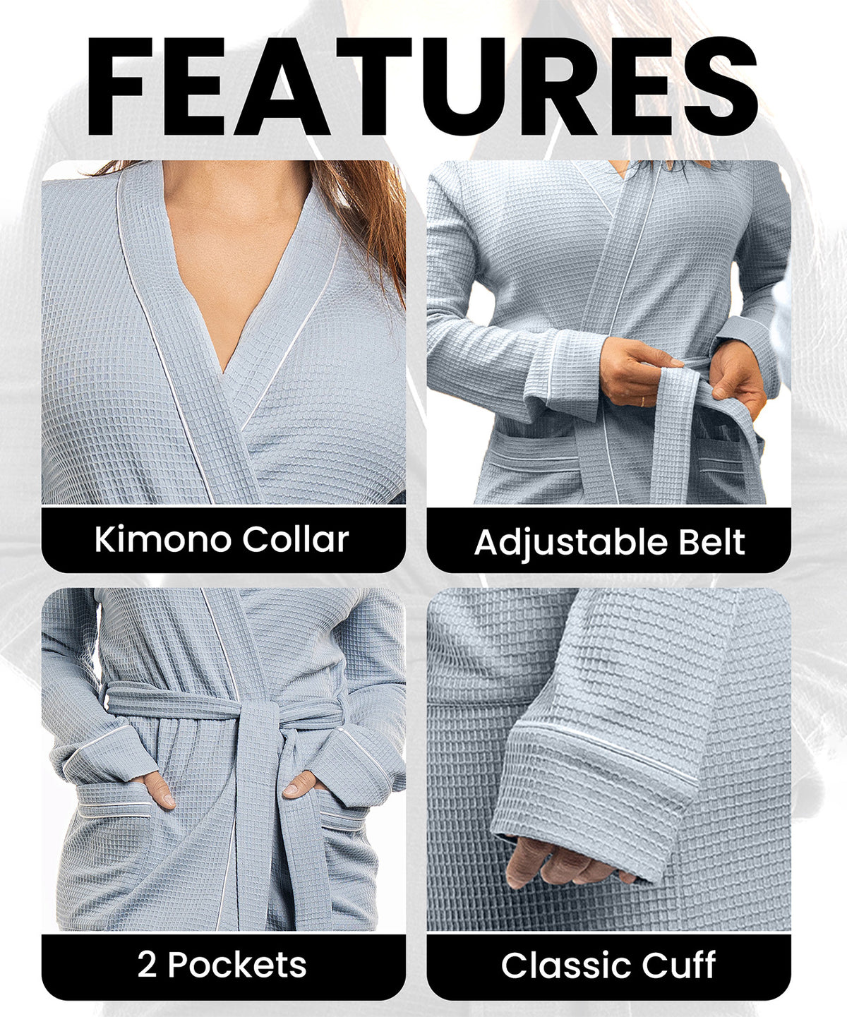 NY Threads Womens Robe Soft Knit Waffle Bathrobe Lightweight Knee ...