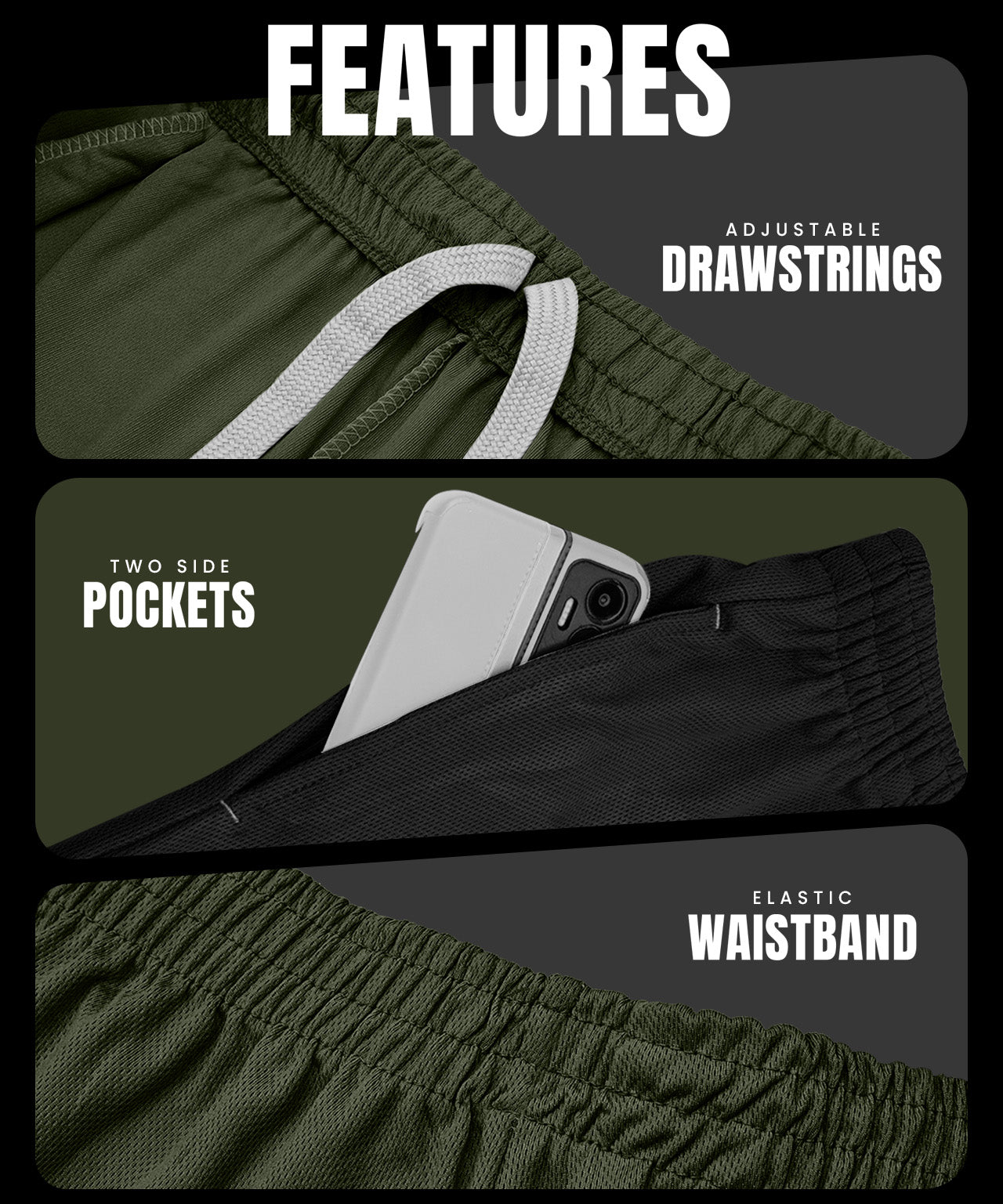 Black-Army Green-Pack of 2