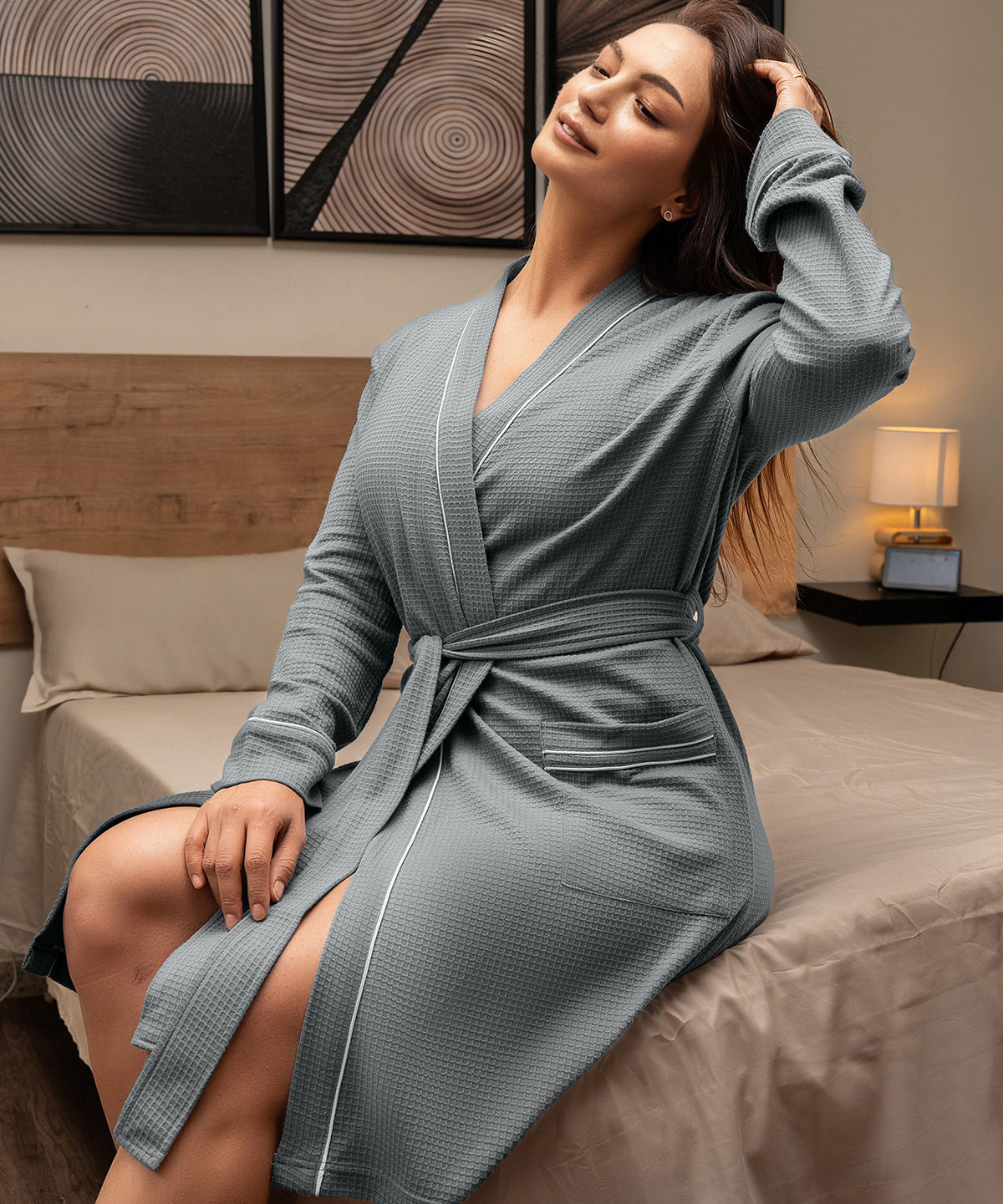 NY Threads Womens Robe Soft Knit Waffle Bathrobe Lightweight Knee ...
