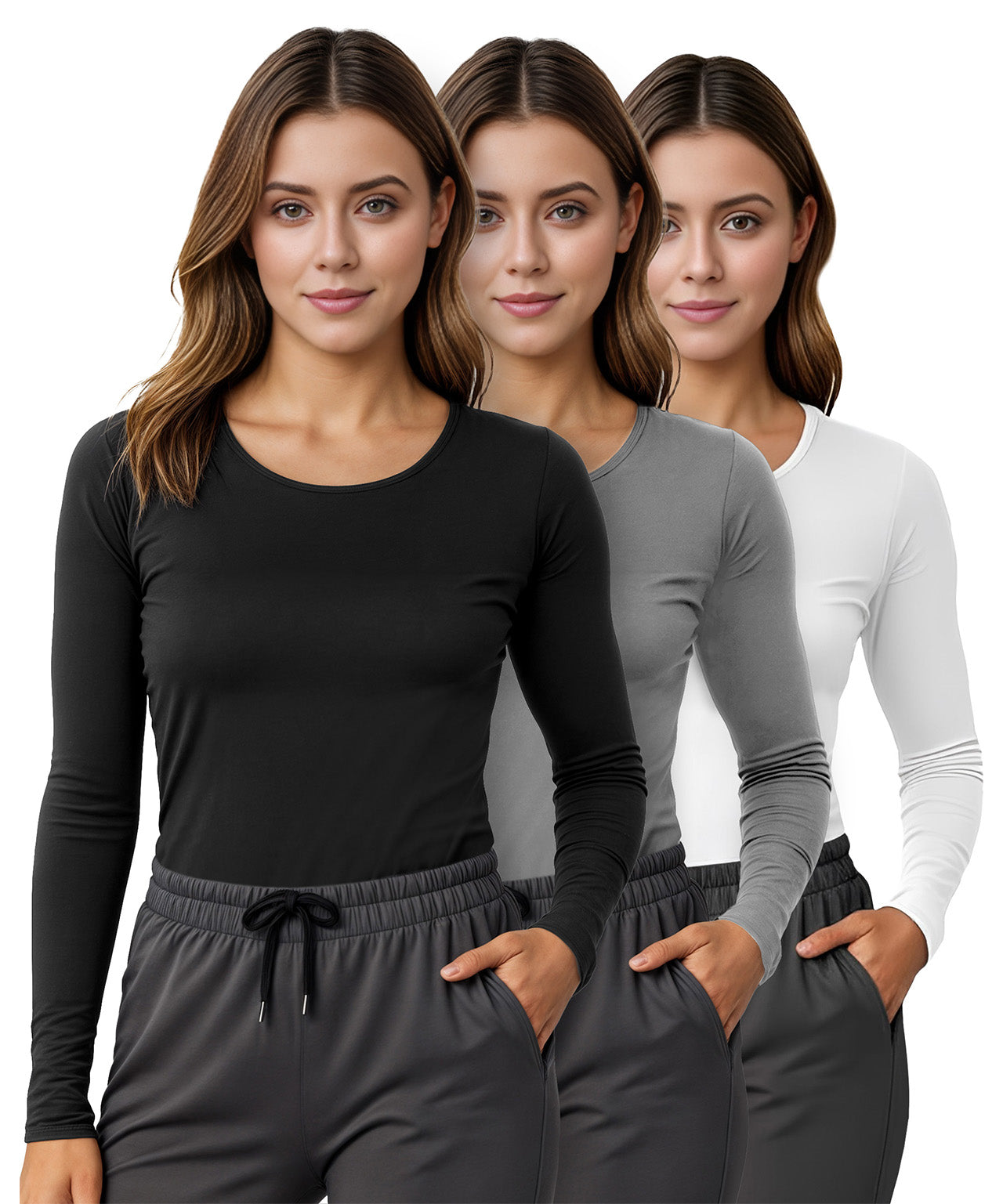 Black-Light Grey-White-Pack of 3