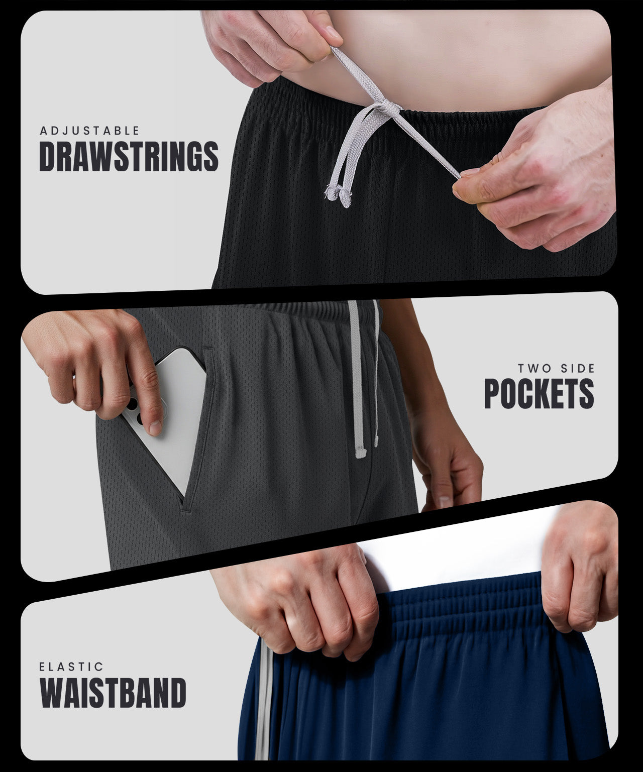 Black-Navy-Dark Grey-Pack of 3