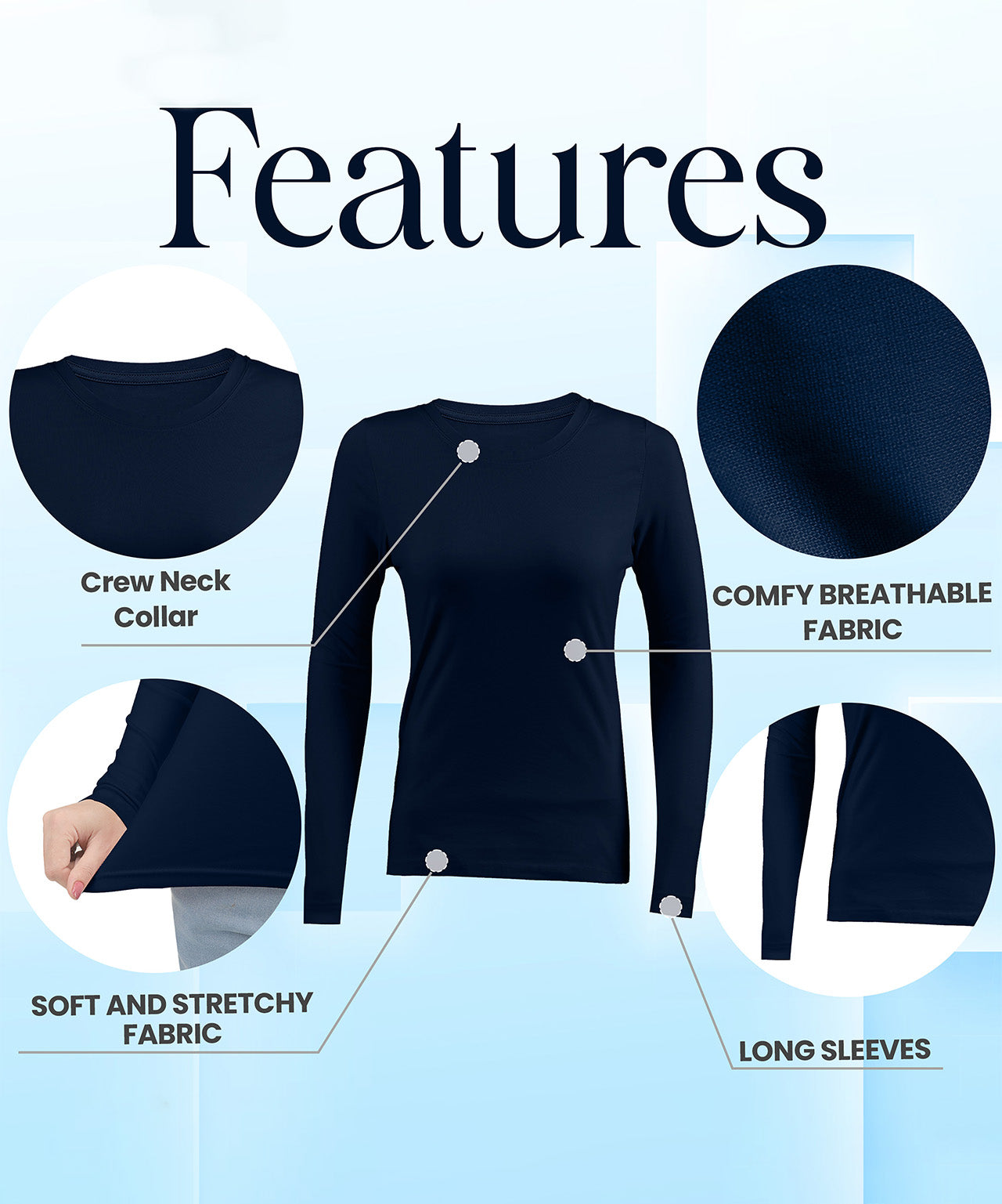 Navy-Pack of 3