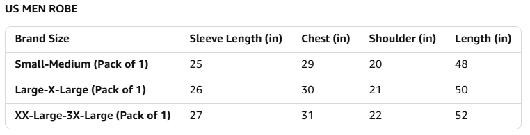 Size Chart
